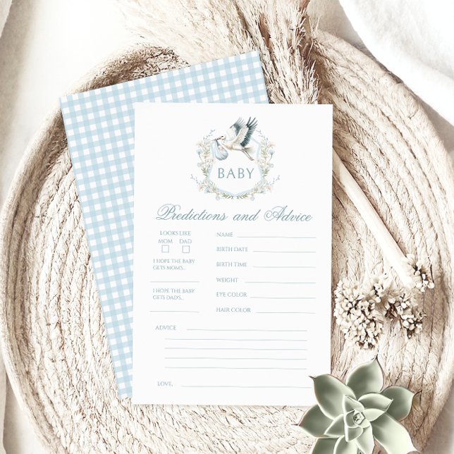 Blåstork Pojke Shower Predictions-råd spel (Skapare uppladdad)