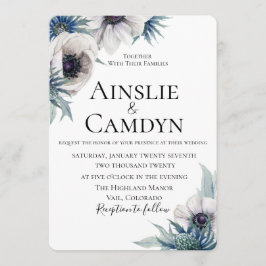 Blåstötig inbjudan till emonbröllop