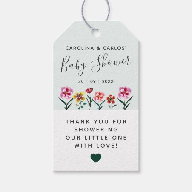 Blåstötningsskugga för Grönt av vattenfärgsfärg på Presentetikett (Framsidan)