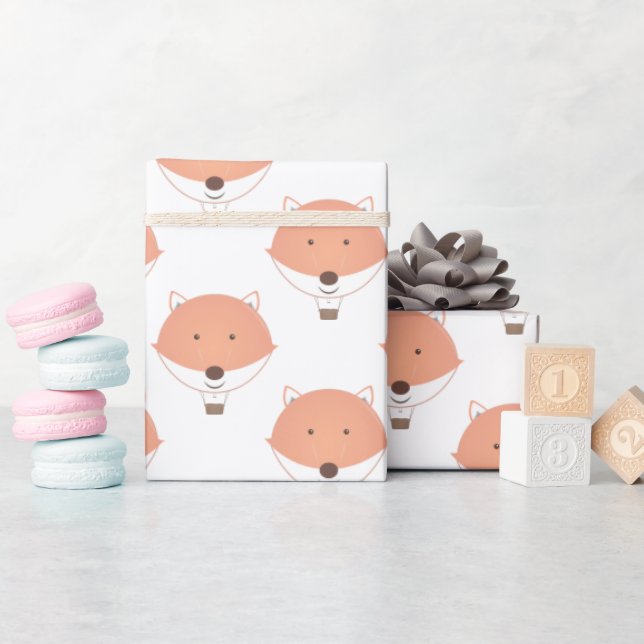 Blåstötningsskugga för vit Orange Luftballong Presentpapper (Baby Shower)