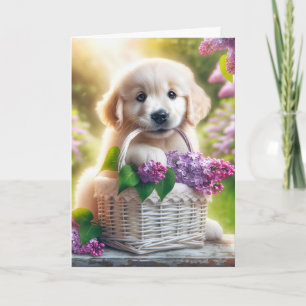 Blåstötsvalg vid födelsedag med Lilac Basket Kort