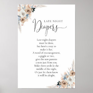 Blåstövel för Blommigt av elfenben och blåstövel P Poster