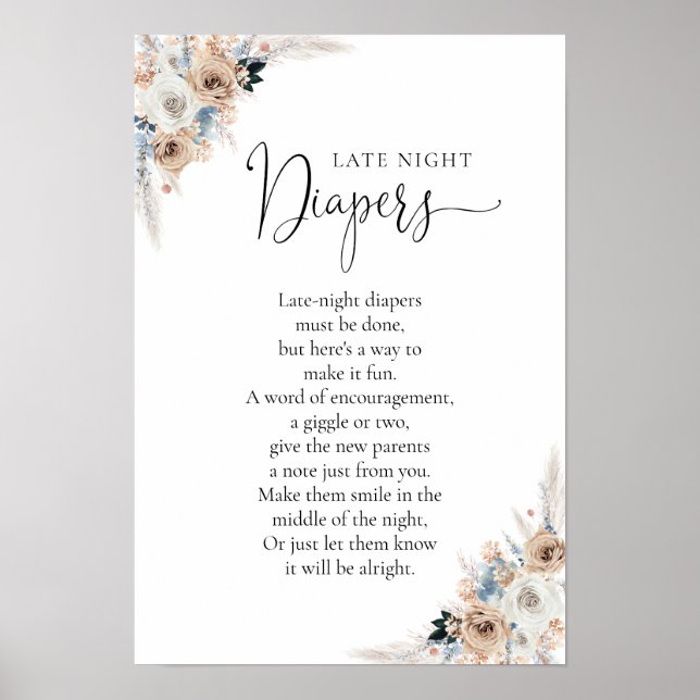 Blåstövel för Blommigt av elfenben och blåstövel P Poster (Framsidan)