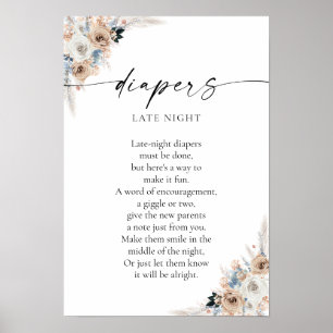 Blåstövel för Blommigt av elfenben och blåstövel P Poster