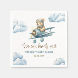 Blåstövel för Cute Bear Airplan Blue Boy Shower Pappersservett