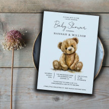 Blåstövel för Cute Nalle Blue Pojke Baby Shower