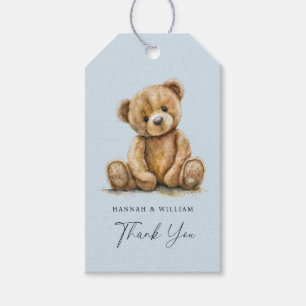 Blåstövel för Cute Nalle Blue Pojke Baby Shower Presentetikett