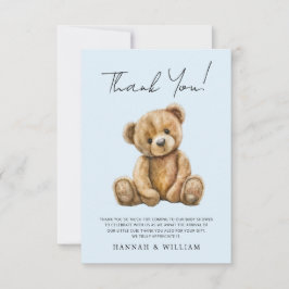 Blåstövel för Cute Nalle Blue Pojke Baby Shower Tack Kort