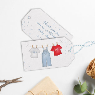 Blåstövel för Denim Blue Baby Shower för pojke Presentetikett