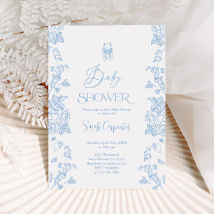 Blåstövling Bear Baby Shower Boy-inbjudan Inbjudningar