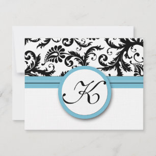 Blåstrim i OSA kort-Black & White Damask Bassäng Kort