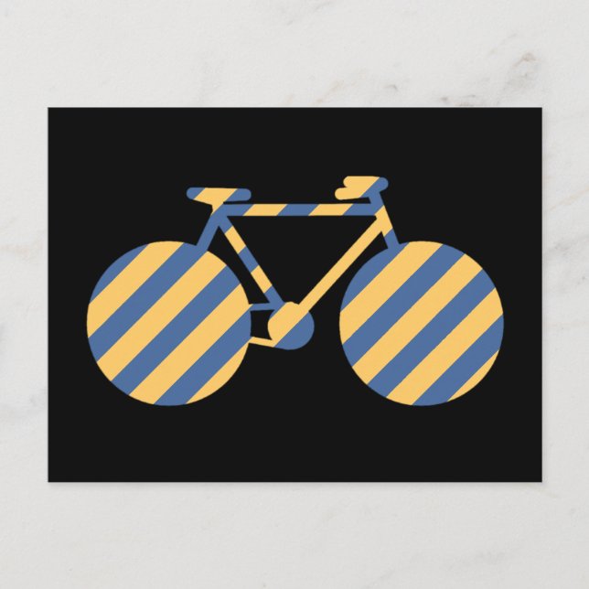 Blåstrimlad cykel med gult vykort (Framsida)