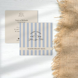 Blåstrimlad Logotyp i Land Fransk Fyrkantigt Visitkort