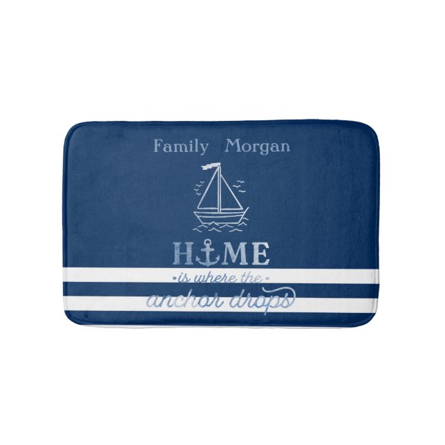 Blåstrimlad marin flotta för sjöfartyg badrumsmatta (Framsidan)