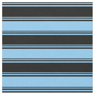 Blåstripe i svart och lätt Himmel/Linat Mönster Tyg
