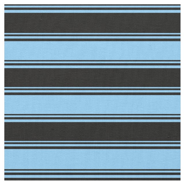 Blåstripe i svart och lätt Himmel/Linat Mönster Tyg (Närbild)