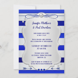 Blåstripe-inbjudan efter Bröllopsfest i silver Inbjudningar