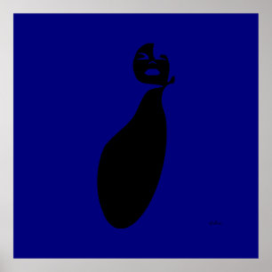 Blåsvart abstrakt Tittar Könshår Poster