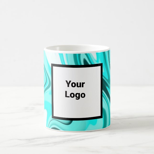 Blåsvart akrylisk marble add your logotyp Custo Kaffemugg (Center)