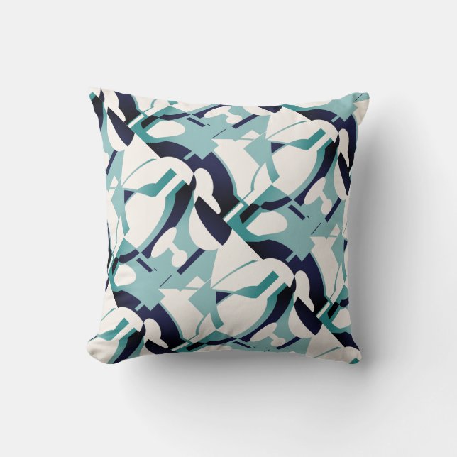 Blåsvart, blå Abstrakt Kudde (Framsida)