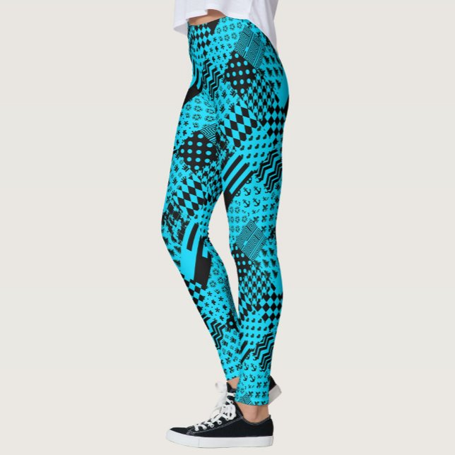 Blåsvart mönster med blandad Mönster Leggings (Skapare uppladdad)