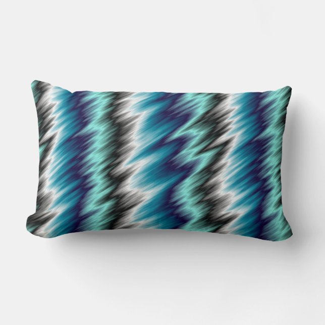 Blåsvart och vit abstrakt lumbarkudde (Framsida)