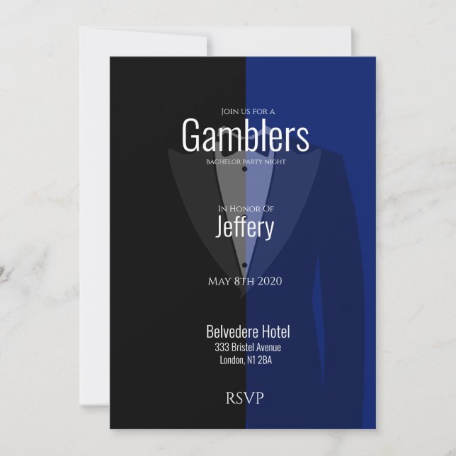 Blåsvart tuxedo-kandidat spara datumet (Framsida)