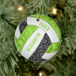 Blåsvart, vit grått, sportig volleyball julgransprydnad keramik