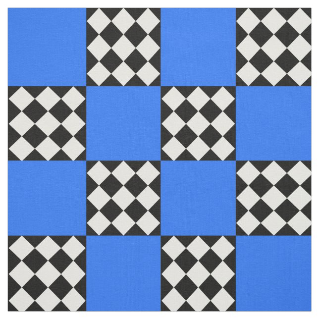Blåsvart, vit harlequin-kvadratisk form Textil (Provkarta)