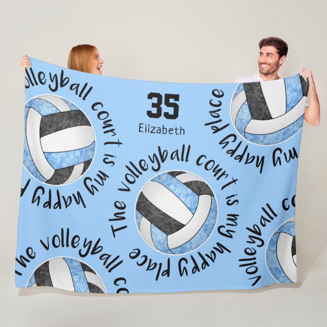 Blåsvart volleybollstol hennes lycklig ställe fleecefilt (På plats)