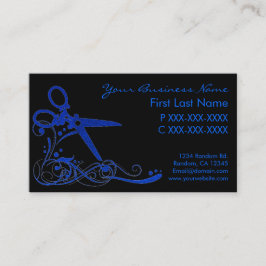 Blåsvarta affärskort av glitter-snurra hårklippta visitkort