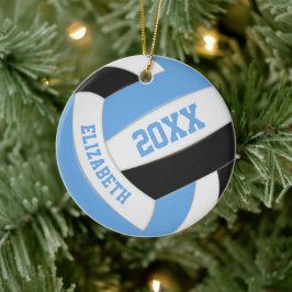 Blåsvarta flickor, sportvaktare volleyball julgransprydnad keramik