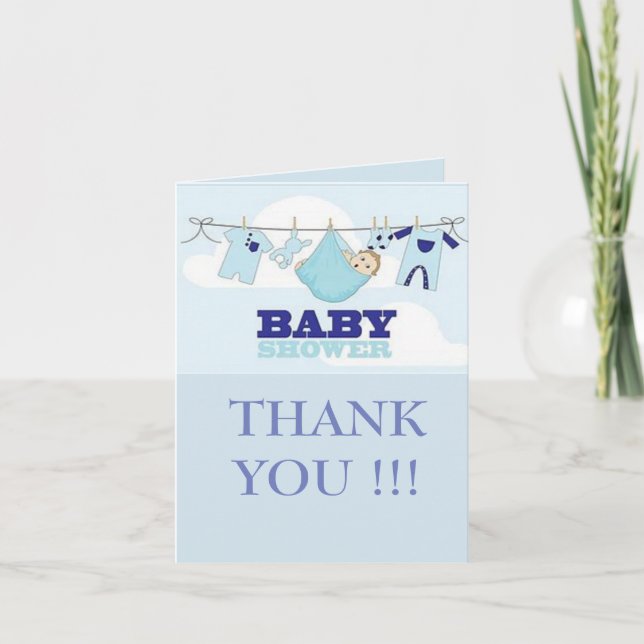 BLÅT BABYSHOWER TACK KORT (Framsida)