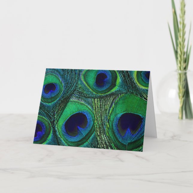 Blåt Grönt för peacock Feather Skriv ut/Mönster Kort (Framsida)