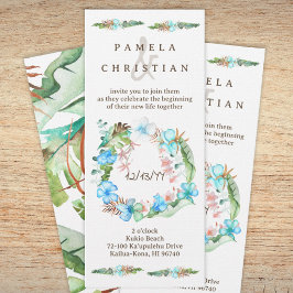 Blåt Hibiscus Tropisk Blommigt Utandningsinbjudan Inbjudningar