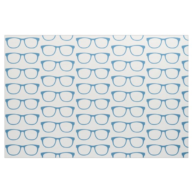 Blåt Hipster Geek Glasses Fabric Tyg (Fat Quarter)