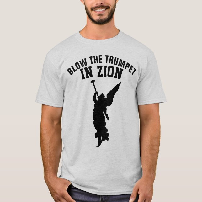 BLÅT TRUMPET I ZION, Christian T-Shirts (Framsida)