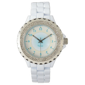 Blåtal Vita Rhinestone Dam klocka