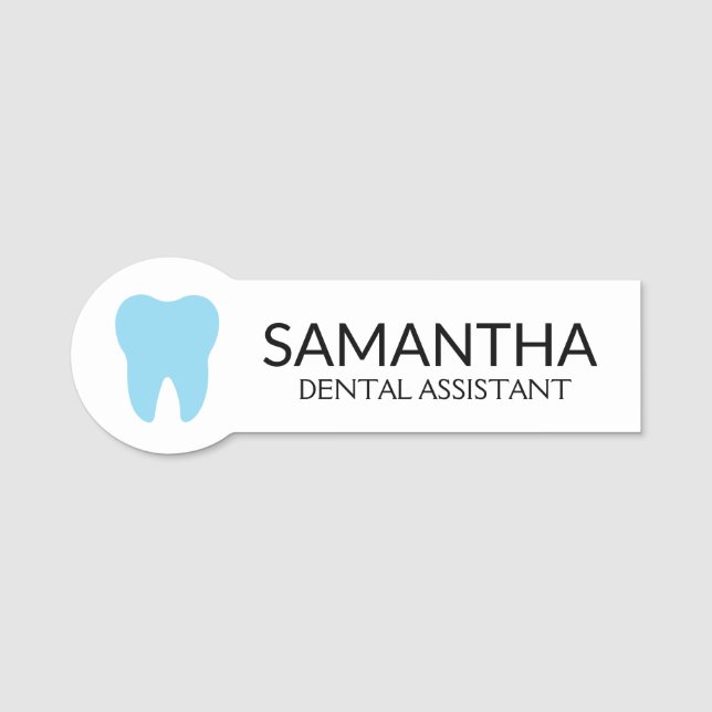 Blåtandad modern, minimal tandtandtandläkare namnbricka (Framsida)