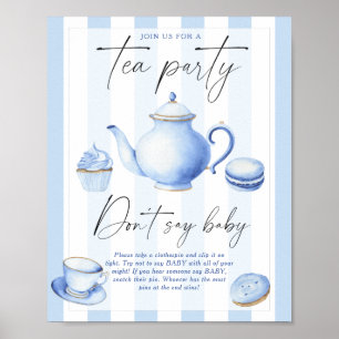 Blåte party babydusch Säg inte baby Poster