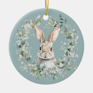 Blated Ostara Rabbit Vår Påsk Julgransprydnad Keramik