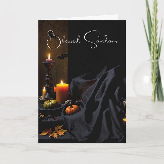 Blated Samhain Halloween Pumpkin Candles Kort (Framsida)