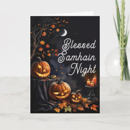 Blated Samhain Natt Halloween Pumpkins Fall Kort