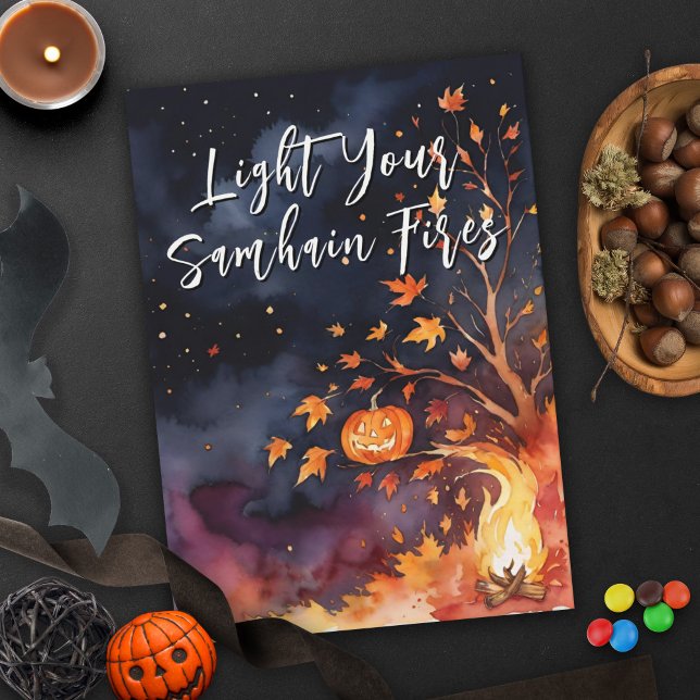 Blated Samhain Natt Halloween Pumpkins Fall Kort (Blessed Samhain Night Halloween Pumpkins Fall Greeting Card)