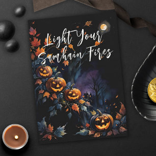 Blated Samhain Natt Halloween Pumpkins Fall Kort