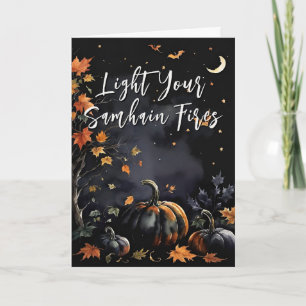 Blated Samhain Natt Halloween Pumpkins Fall Kort