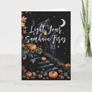 Blated Samhain Natt Halloween Pumpkins Fall Kort