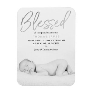 "Blated" Silver Foil Photo Birth Notice Magnet