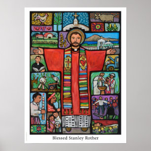 Blaten Stanley Rother poste, första USA-född marty Poster