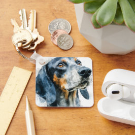 Blåtickig coon hound-porträtt nyckelring